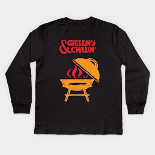 Grilling & Chillin Bbq season Kids Long Sleeve T-Shirt